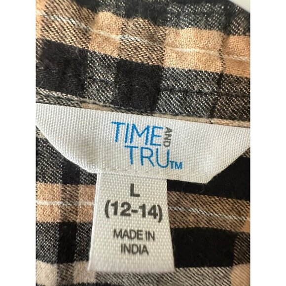 Time and Tru women’s size large plaid flannel long sleeve shirt - Picture 4 of 6